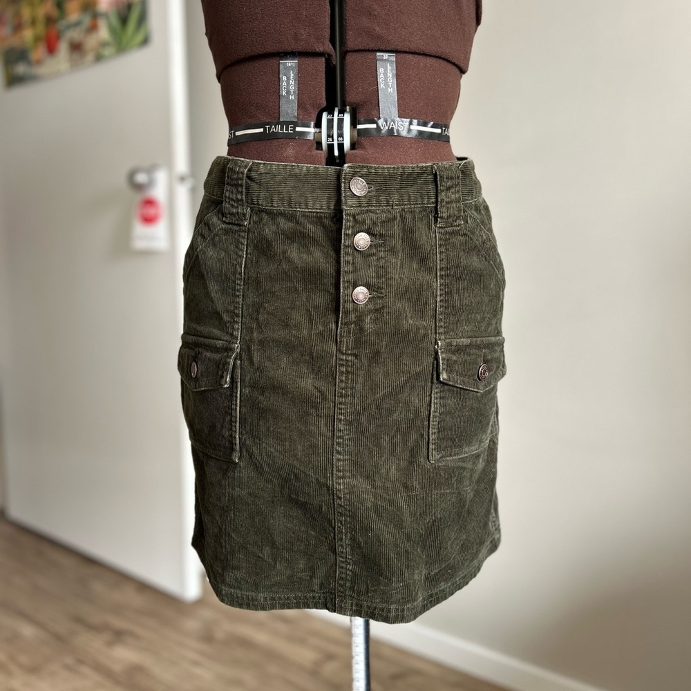 Corduroy Button-Front Mini Skirt